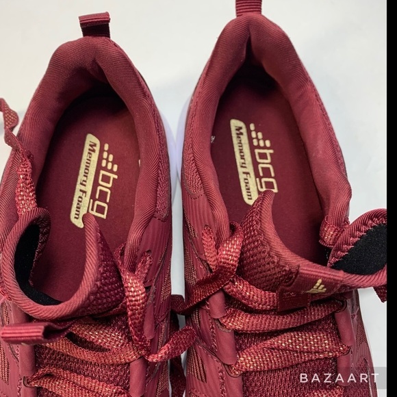 bcg Memory Foam Women’s Netted Burgundy Gold Metallic Sneaker : Sz 8.5B - Picture 8 of 9